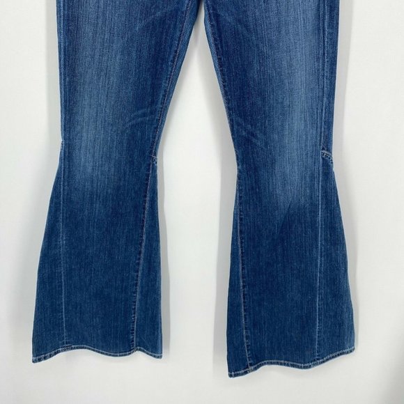GOLDSIGN Guitar Super Flare Jeans Women's Size 31 Mid Rise Stretch Denim Blue - Picture 3 of 12
